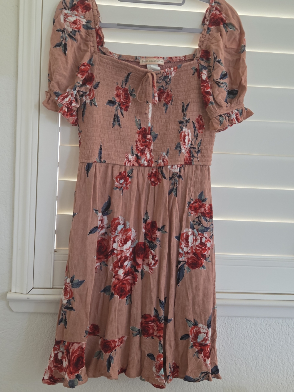Floral Smocked Midi Dress in Rose Pink